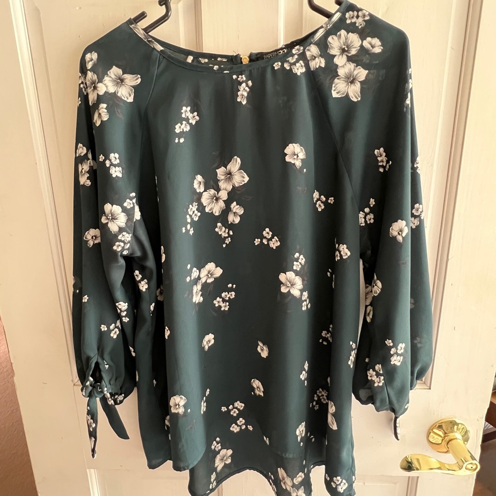 Papermoon Dark Green Floral Blouse